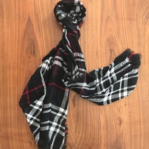 Long black patterned scarf